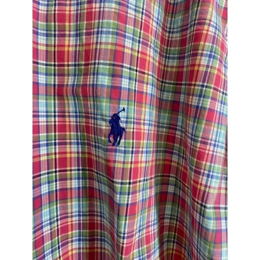 Ralph Lauren Mens 2XB Plaid Button Poplin Cotton Shirt‎ Multi Logo